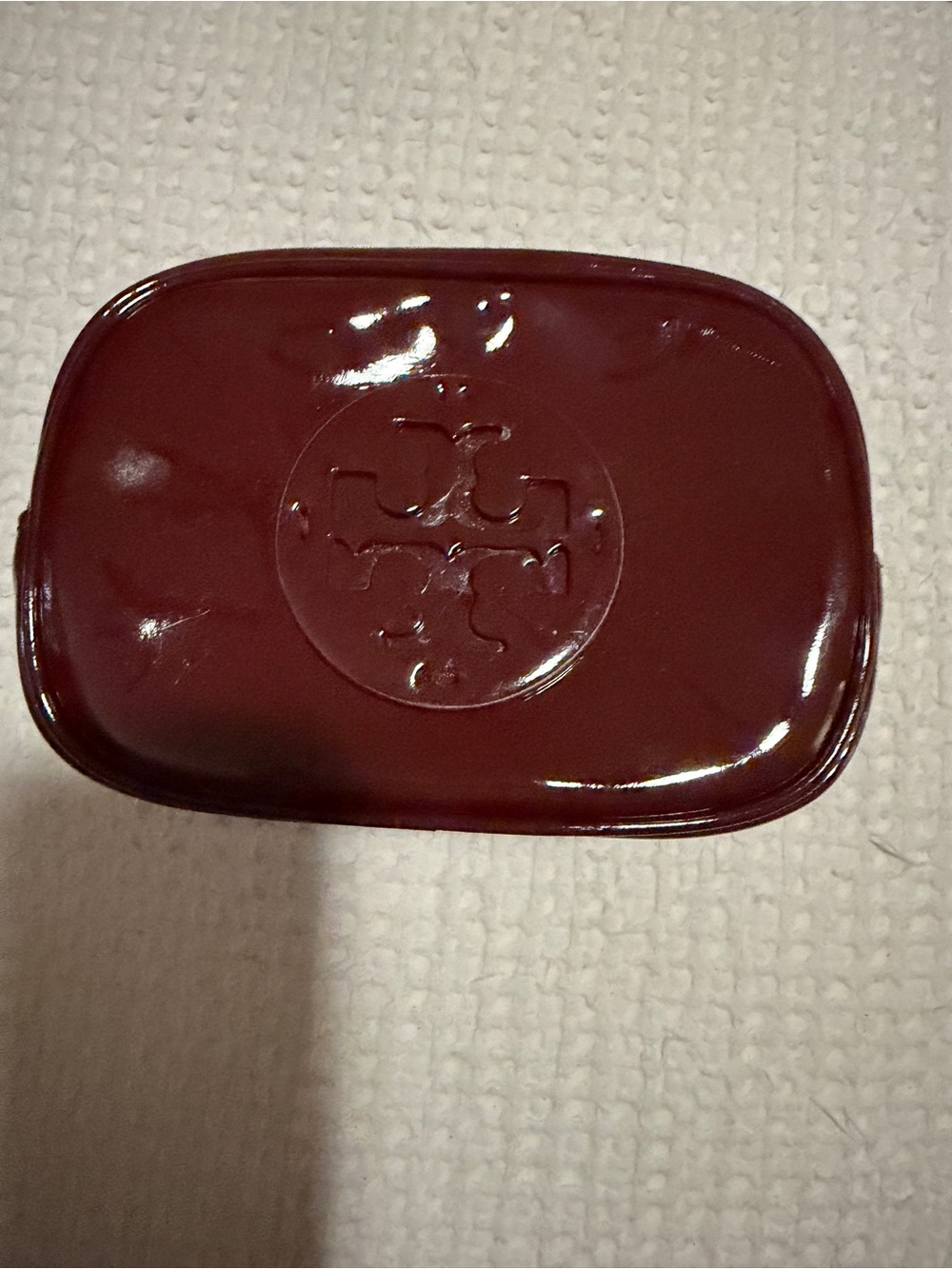 Tory Burch Glossy Patent Maroon Cosmetic Pouch